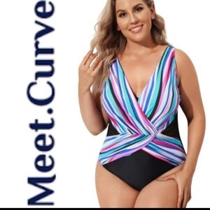 Meet.Curve Tummy Control Multicolor One Piece Swim Suit Size 3XL